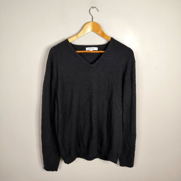 Calvin Klein Premium Lambswool Wool Bloke Blokecore Preppy V-Neck Sweater XL - Picture 2 of 8